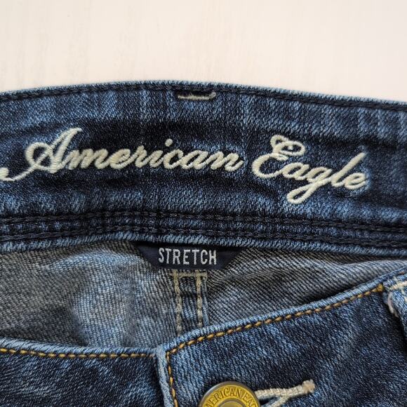 American Eagle Slim Boot Jeans Womens 8R Blue Stretch Low Rise Bootcut Denim - Picture 7 of 16